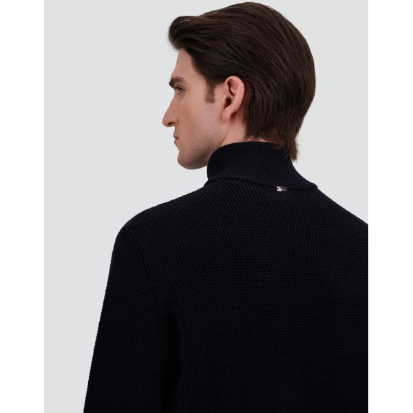 Herno Wool Jacket with a Waffle-Knit Texture and Nylon in Dark Blue | Men's Jackets | Coveti