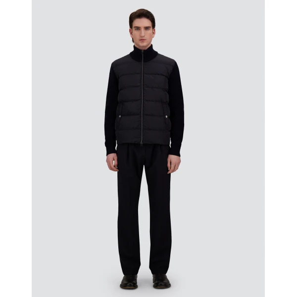 Herno Wool Jacket with a Waffle-Knit Texture and Nylon in Dark Blue | Men's Jackets | Coveti