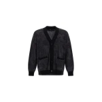 Herno Wool Jacquard Cardigan with Paisley Motif in Black | Men's Knitwear | Coveti