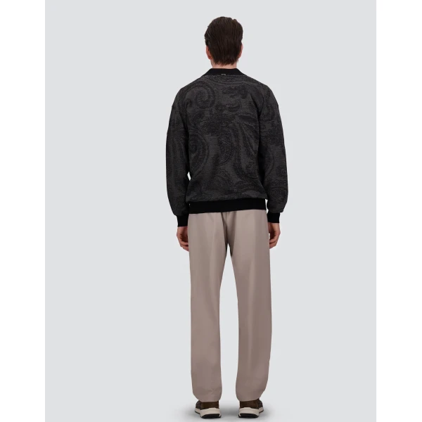 Herno Wool Jacquard Cardigan with Paisley Motif in Black | Men's Knitwear | Coveti