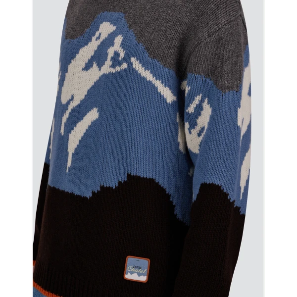Herno Wool Jacquard Roll-Neck Jumper with Graphic Motif in Dark Brown | Men's Knitwear | Coveti