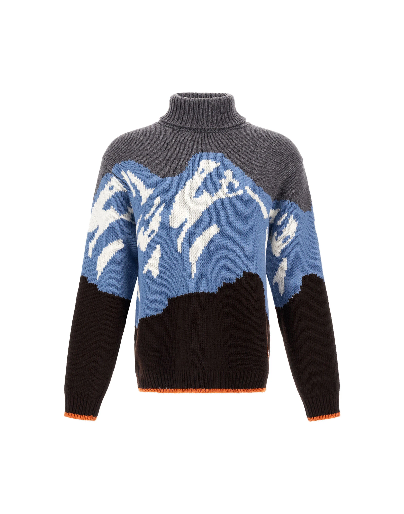 Herno Wool Jacquard Roll-Neck Jumper with Graphic Motif in Dark Brown Herno Wool Jacquard Roll-Neck Jumper with Graphic Motif in Dark Brown | Men's Knitwear | Coveti