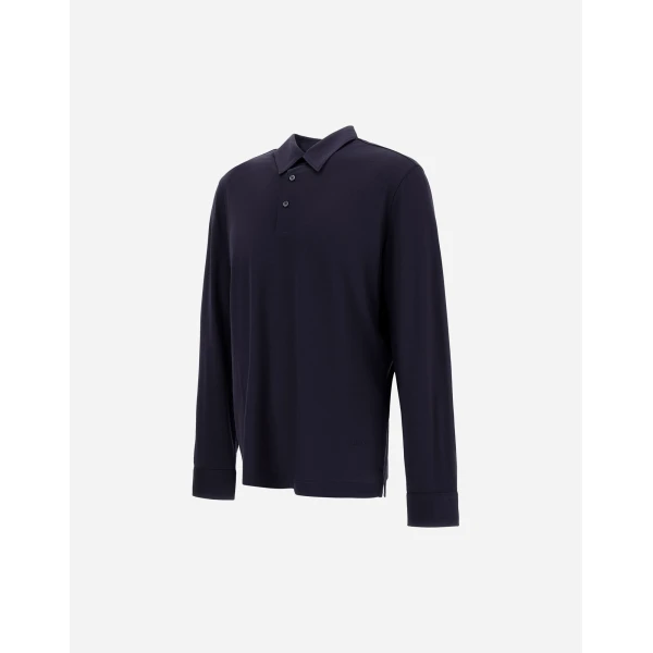 Herno Wool Jersey Polo Shirt in Navy Blue | Men's T-Shirts and Polos | Coveti