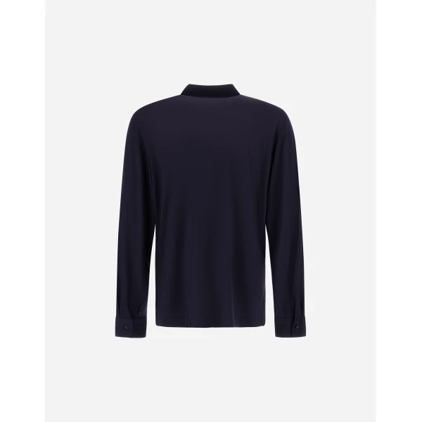 Herno Wool Jersey Polo Shirt in Navy Blue | Men's T-Shirts and Polos | Coveti