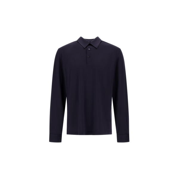 Herno Wool Jersey Polo Shirt in Navy Blue | Men's T-Shirts and Polos | Coveti