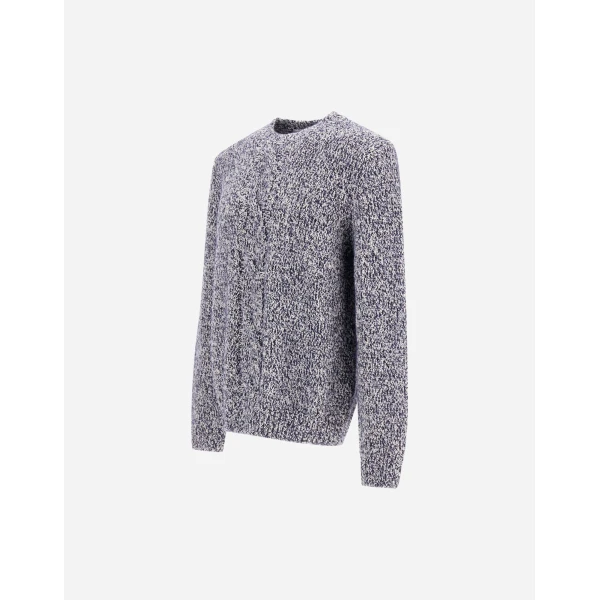 Herno Wool Jumper with Buttoned Detail in Navy Blue | Men's Knitwear | Coveti