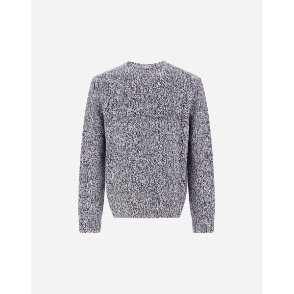 Herno Wool Jumper with Buttoned Detail in Navy Blue | Men's Knitwear | Coveti