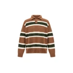 Herno Wool Polo Shirt with Openwork Knit in Copper | Men's T-Shirts and Polos | Coveti