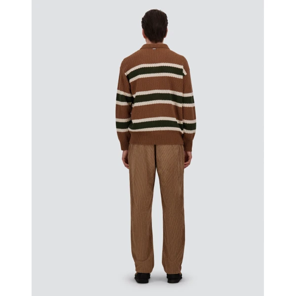 Herno Wool Polo Shirt with Openwork Knit in Copper | Men's T-Shirts and Polos | Coveti