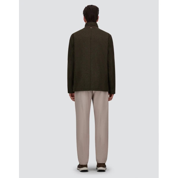 Herno Wool, Silk and Suede Effect Jacket in Light Military | Men's Jackets | Coveti