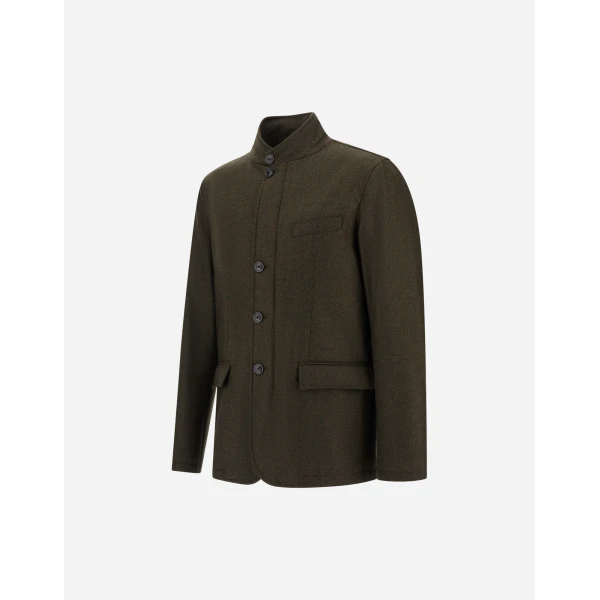Herno Wool, Silk and Suede Effect Jacket in Light Military | Men's Jackets | Coveti