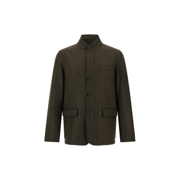 Herno Wool, Silk and Suede Effect Jacket in Light Military | Men's Jackets | Coveti