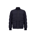 Herno Wool Tweed Bomber Jacket in Navy Blue | Men's Jackets | Coveti