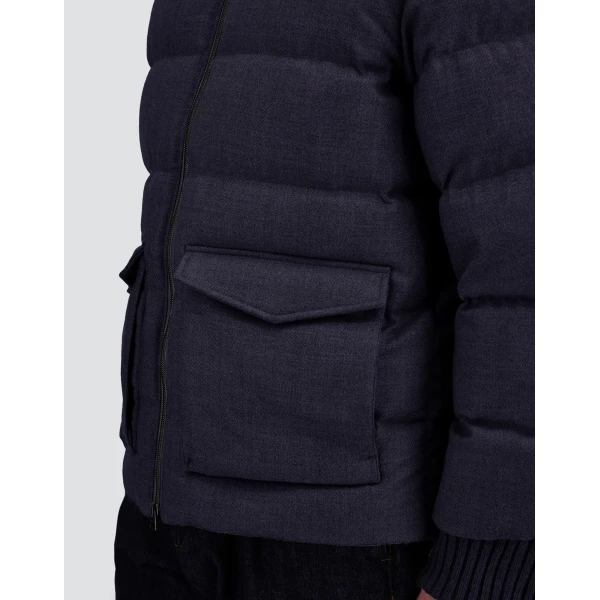 Herno Wool Tweed Bomber Jacket in Navy Blue | Men's Jackets | Coveti