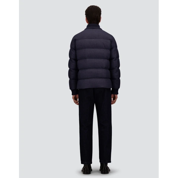 Herno Wool Tweed Bomber Jacket in Navy Blue | Men's Jackets | Coveti