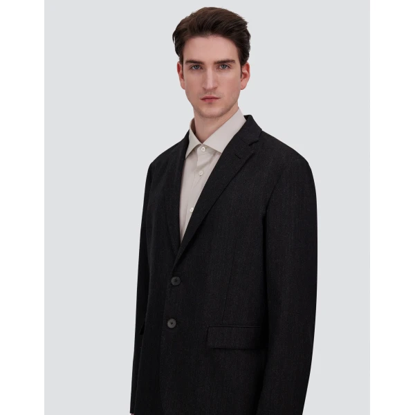 Herno Wool Twill Blazer in Iron | Men's Jackets | Coveti
