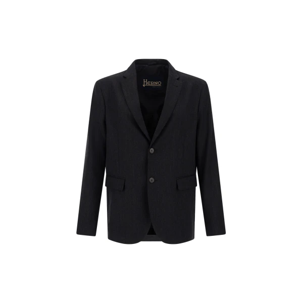 Herno Wool Twill Blazer in Iron | Men's Jackets | Coveti