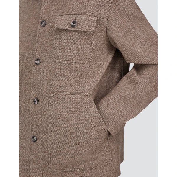 Herno Wool Twill Shacket in Chantilly | Men's Jackets | Coveti
