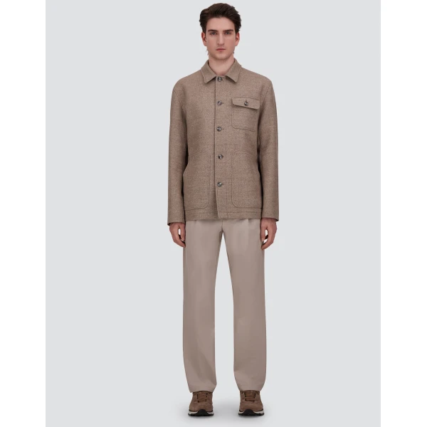 Herno Wool Twill Shacket in Chantilly | Men's Jackets | Coveti