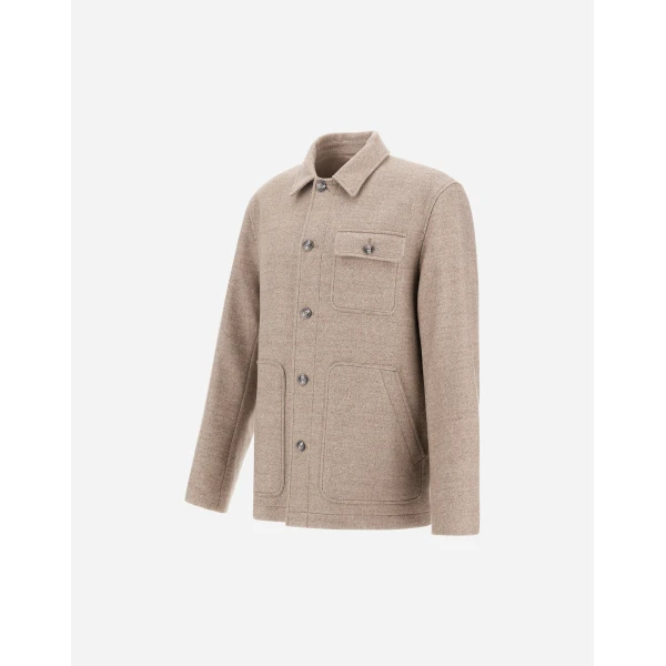 Herno Wool Twill Shacket in Chantilly | Men's Jackets | Coveti