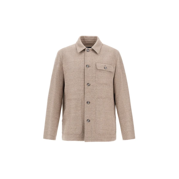 Herno Wool Twill Shacket in Chantilly | Men's Jackets | Coveti