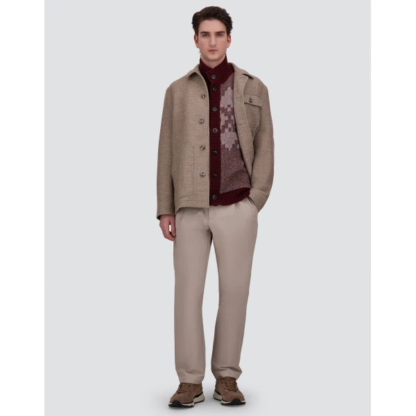 Herno Wool and Cashmere Cardigan with Norwegian Pattern in Bordeaux | Men's Knitwear | Coveti