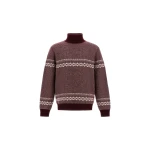 Herno Wool and Cashmere Roll-Neck Jumper with Norwegian Pattern in Bordeaux | Men's Knitwear | Coveti