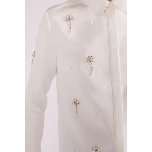 Huishan Zhang Benedict Shirt in White Japanese Faille | Shirts | Coveti