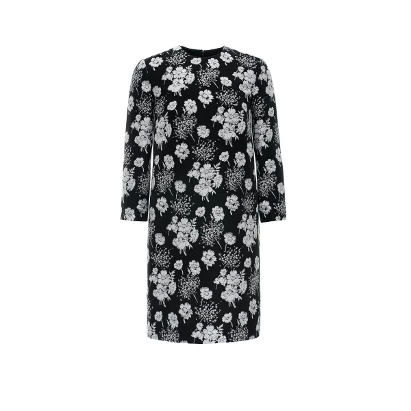 Carlotta Mini Dress in Black and White Jacquard