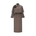 Huishan Zhang Eden Coat in Brown Embroidered Cotton Trench | Trench Coat | Coveti