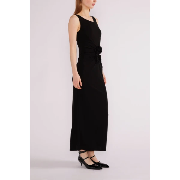 Huishan Zhang Eleni Midi Dress in Black Crepe Jersey | Midi Dresses | Coveti
