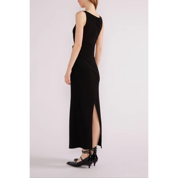 Huishan Zhang Eleni Midi Dress in Black Crepe Jersey | Midi Dresses | Coveti