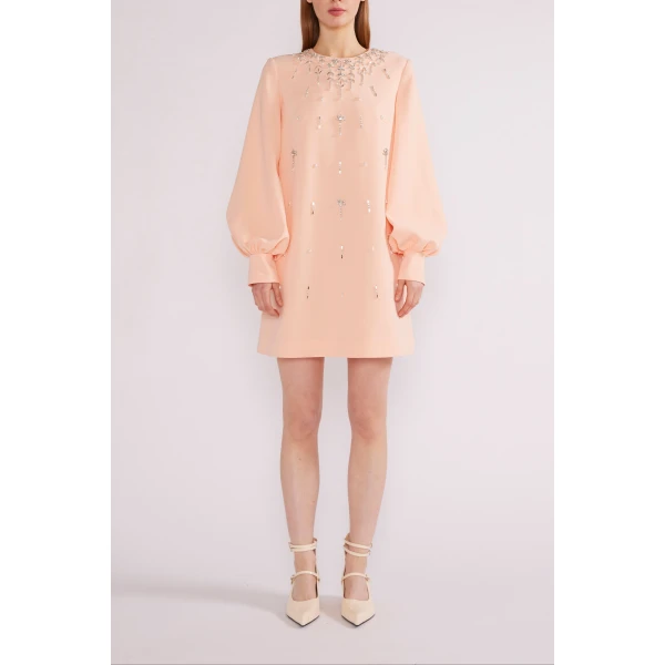 Huishan Zhang Farah Mini Dress in Apricot Sable | Mini Dresses | Coveti