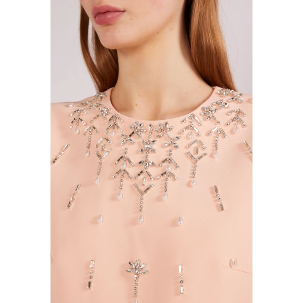 Huishan Zhang Farah Mini Dress in Apricot Sable | Mini Dresses | Coveti