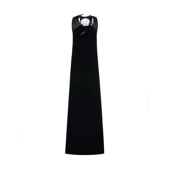 Huishan Zhang Mia Gown in Black Crepe Jersey | Evening Gowns | Coveti