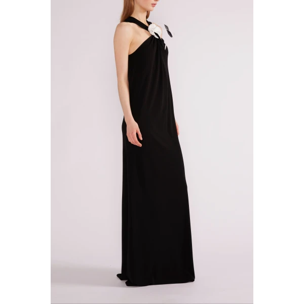 Huishan Zhang Mia Gown in Black Crepe Jersey | Evening Gowns | Coveti