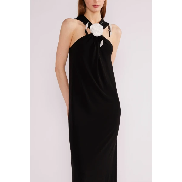 Huishan Zhang Mia Gown in Black Crepe Jersey | Evening Gowns | Coveti