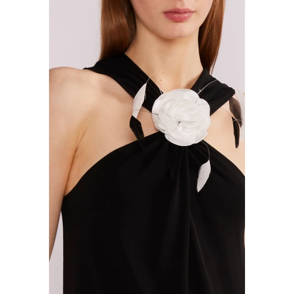 Huishan Zhang Mia Gown in Black Crepe Jersey | Evening Gowns | Coveti