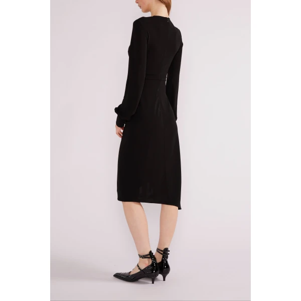 Huishan Zhang Reese Midi Dress in Black Crepe Jersey | Midi Dresses | Coveti