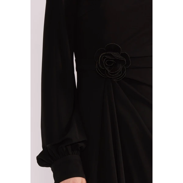 Huishan Zhang Reese Midi Dress in Black Crepe Jersey | Midi Dresses | Coveti