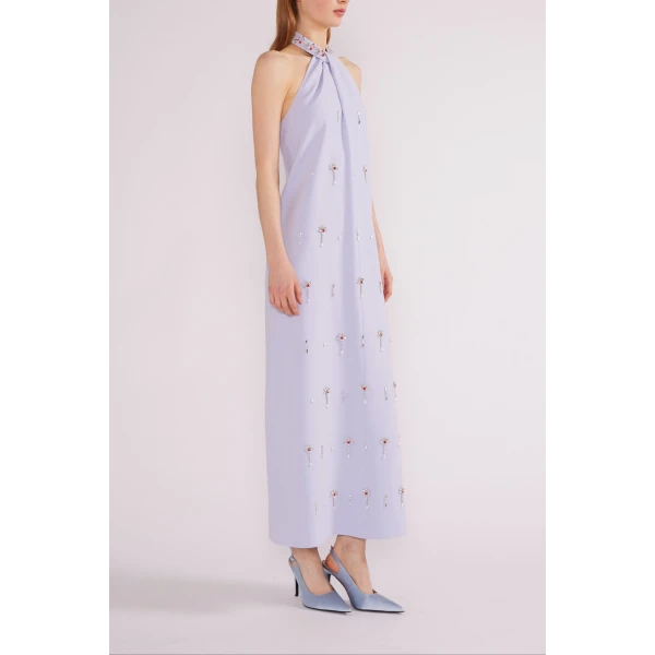 Huishan Zhang Vic Midi Dress in Pale Blue Sable | Midi Dresses | Coveti