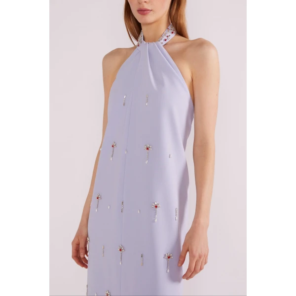 Huishan Zhang Vic Midi Dress in Pale Blue Sable | Midi Dresses | Coveti