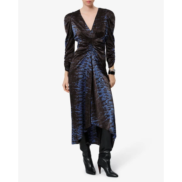 Isabel Marant Albini Silk Dress in Midnight | Midi Dresses | Coveti
