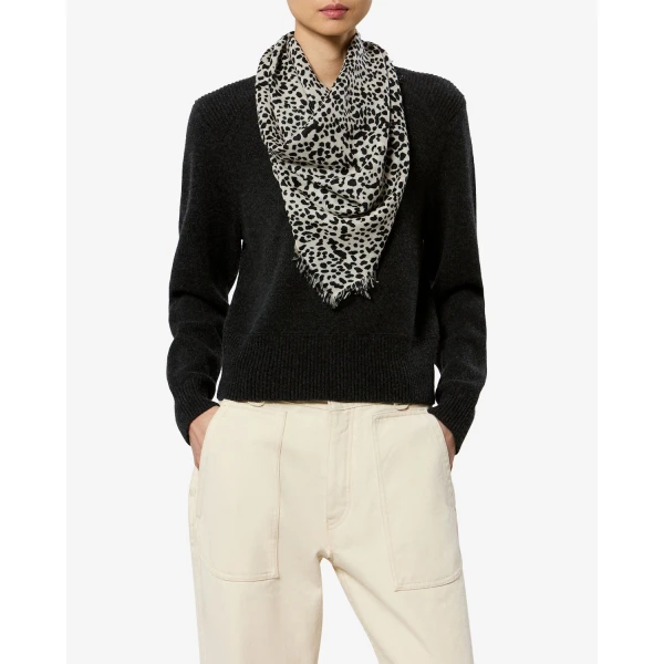 Isabel Marant Alecia Cashmere Scarf in Beige and Black | Scarves | Coveti