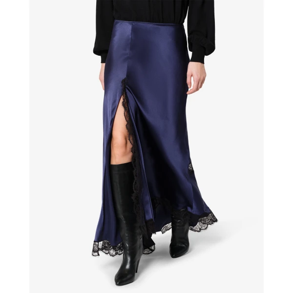 Isabel Marant Alexandra Silk Skirt in Midnight | Maxi Skirts | Coveti