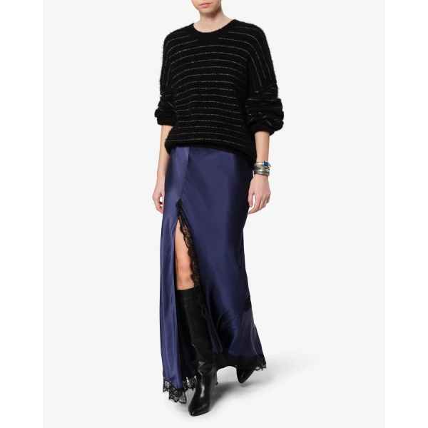Isabel Marant Alexandra Silk Skirt in Midnight | Maxi Skirts | Coveti