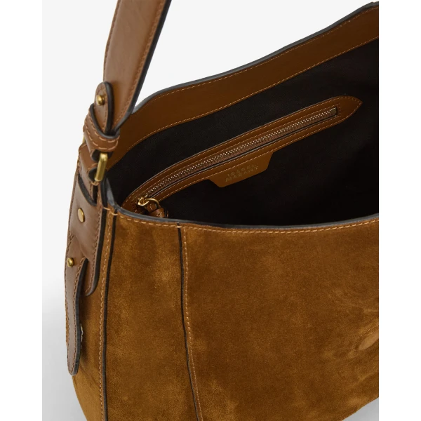 Isabel Marant Altay Hobo Bag in Suede Leather, Cognac | Shoulder & Crossbody Bags | Coveti