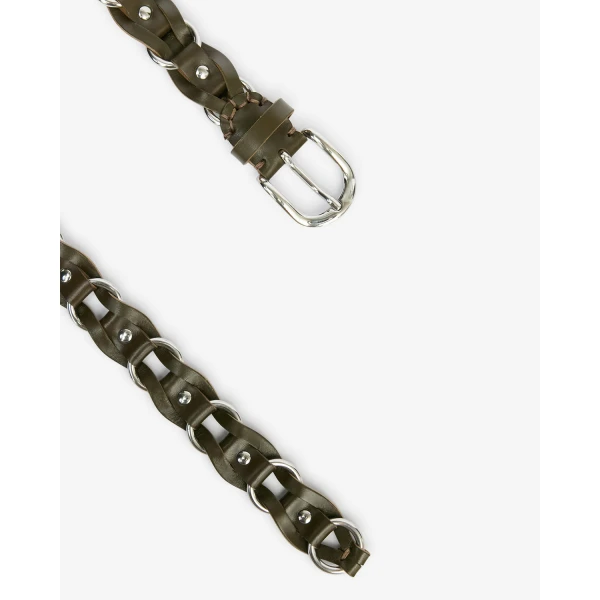 Isabel Marant Bali Bovine Leather Belt in Dark Khaki | Belts | Coveti