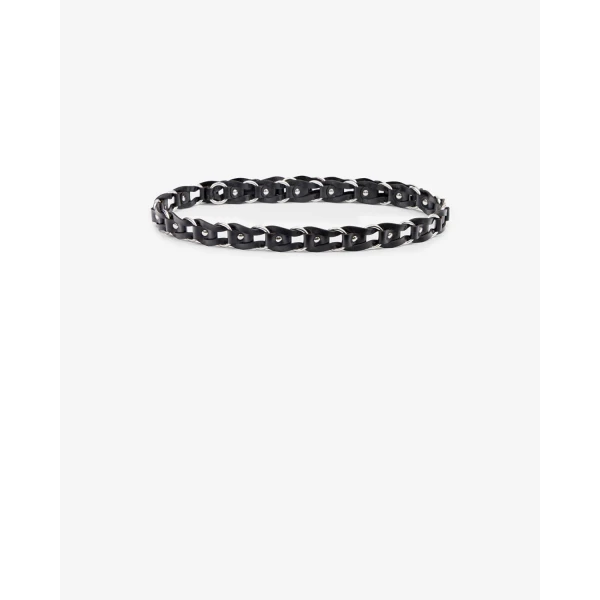Isabel Marant Bali Hook Leather Belt in Black and Silver | Belts | Coveti
