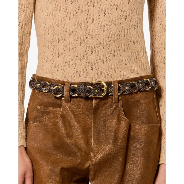 Isabel Marant Bali Leather Belt in Mocha | Belts | Coveti